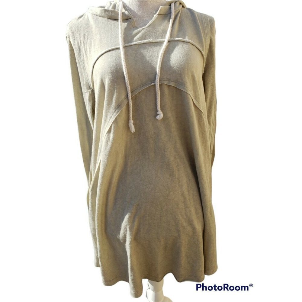 Miracle Berry Knit Hoody Tunic Top Mint Green Medium USA Comfortable Casual